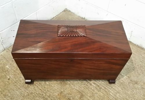 Antique Regency Cuban Mahogany Sarcophagus Shaped Wine Cooler Cellarette C1820