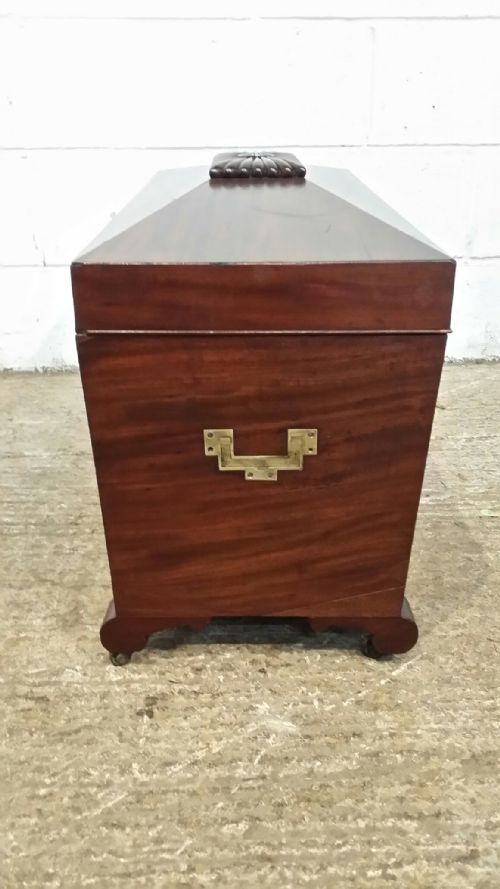 fig 1. ANTIQUE REGENCY CUBAN MAHOGANY SARCOPHAGUS SHAPED WINE COOLER CELLARETTE C1820