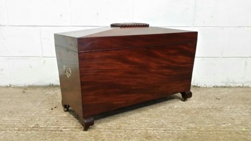 fig 2. ANTIQUE REGENCY CUBAN MAHOGANY SARCOPHAGUS SHAPED WINE COOLER CELLARETTE C1820