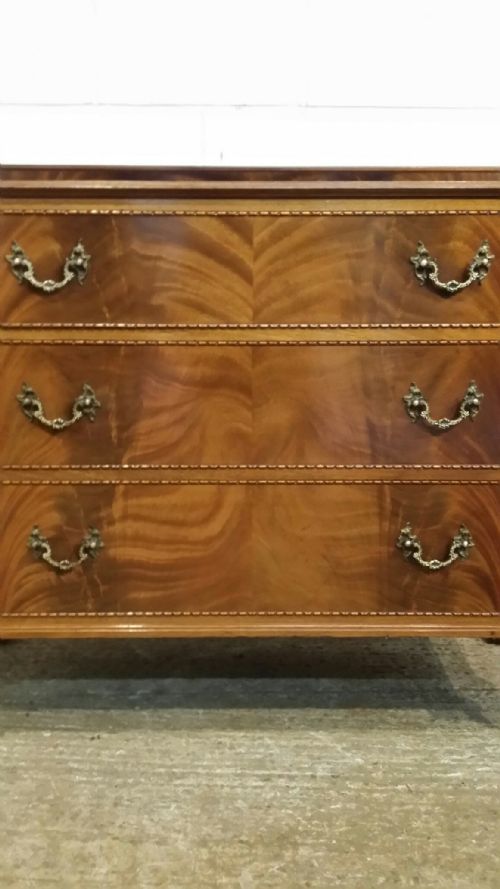 fig 1. ANTIQUE EDWARDIAN FLAMED MAHOGANY CHEST OF DRAWERS C1900