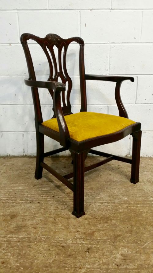 Antique Edwardian Chippendale Cuban Mahogany Library Chair C1900