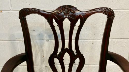 fig 1. ANTIQUE EDWARDIAN CHIPPENDALE CUBAN MAHOGANY LIBRARY CHAIR C1900