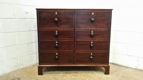 Antique Regency Mahogany Inlaid Cabinet with False Drawer Front C1820