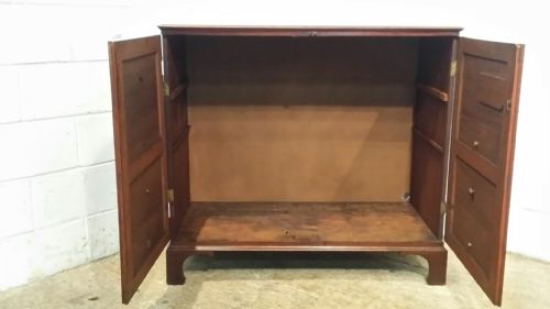 fig 2. ANTIQUE REGENCY MAHOGANY INLAID CABINET WITH FALSE DRAWER FRONT C1820