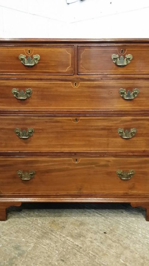 fig 2. ANTIQUE REGENCY MAHOGANY INLAID CHEST OF DRAWERS C1820