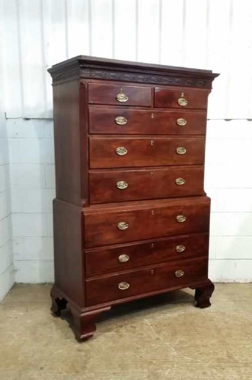 fig 1. ANTIQUE REGENCY MAHOGANY CHEST ON CHEST SECRETAIRE C1820