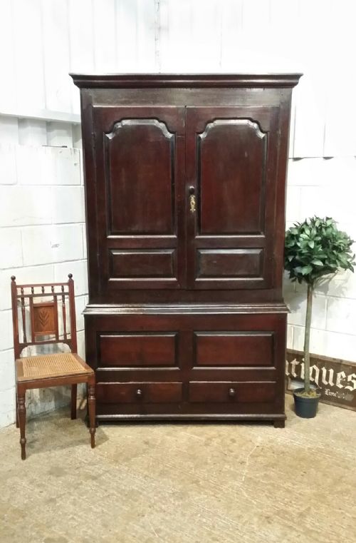 Antique Georgian Period Joined Oak Tack Cupboard Press C1770