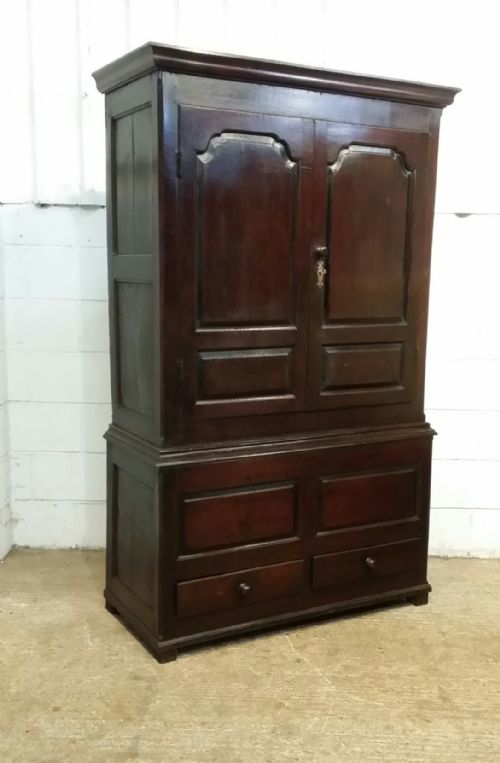fig 1. ANTIQUE GEORGIAN PERIOD JOINED OAK TACK CUPBOARD PRESS C1770