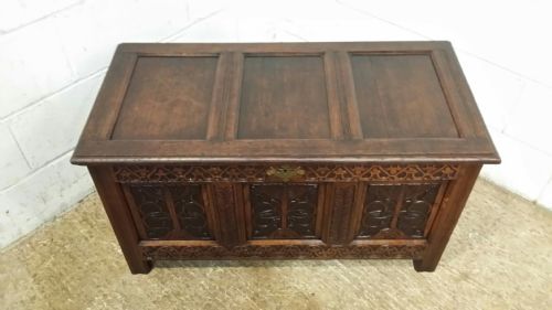 fig 2. ANTIQUE GEORGIAN PERIOD CARVED OAK COFFER C1740