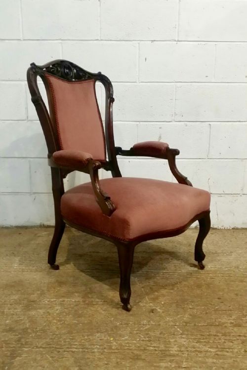 fig 1. ANTIQUE PAIR VICTORIAN MAHOGANY ARMCHAIR C1880
