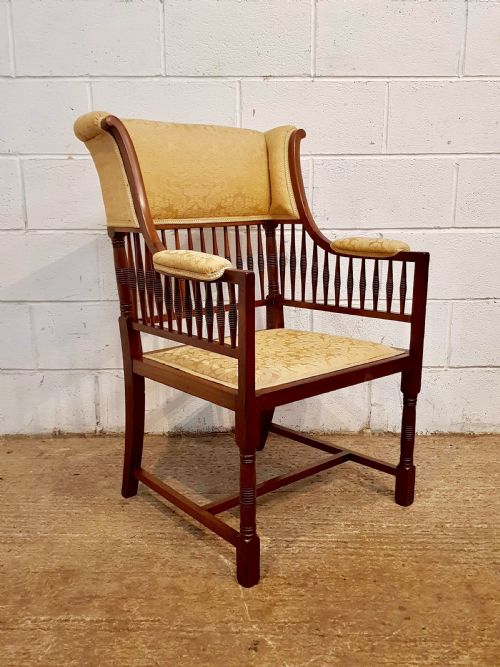 Antique Arts and Crafts Mahogany Framed Salon Chair C1890