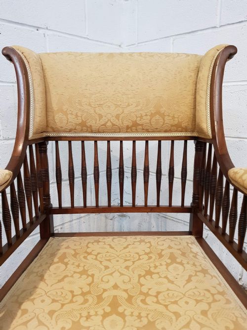 fig 2. ANTIQUE ARTS AND CRAFTS MAHOGANY FRAMED SALON CHAIR C1890