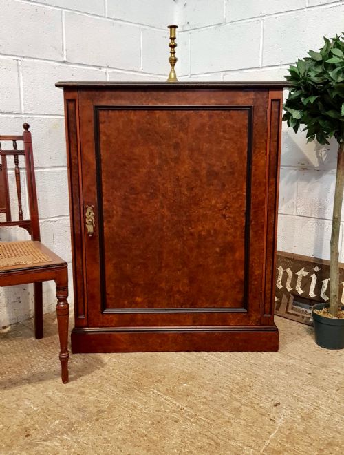 Antique Victorian Burr Walnut  Side Cabinet C1860