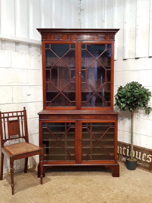 Antique Mahogany Astragal Glazed Solicitors Bookcase C1920