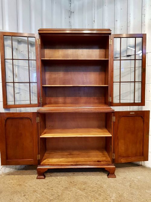 fig 2. ANTIQUE WALNUT GLAZED LIBRARY BOOKCASE BY WILLEY & LOCKHEAD , GLASGOW C1920