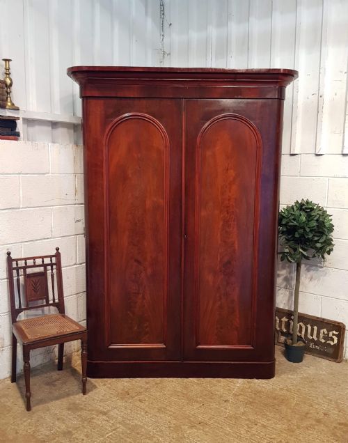Antique Victorian Mahogany Double Wardrobe C1880