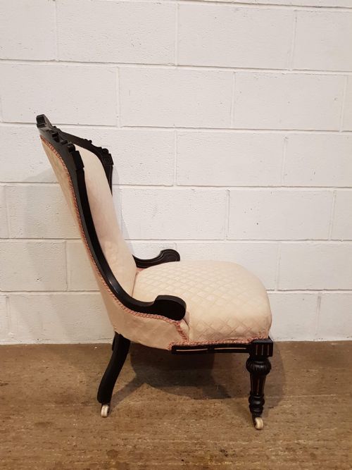 fig 1. ANTIQUE AESTHETIC VICTORIAN EBONISED SALON ARMCHAIR C1890