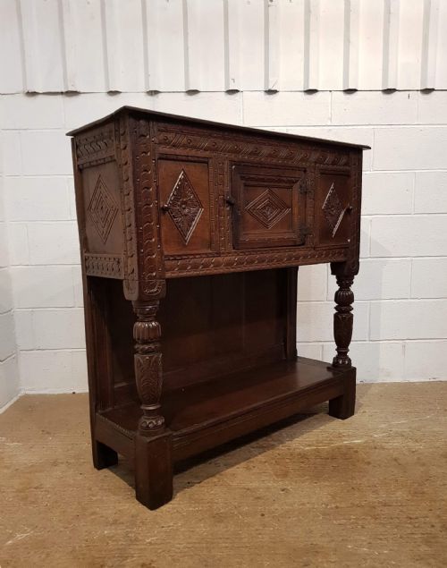 fig 2. ANTIQUE 18TH CENTURY PERIOD CARVED JOINED OAK BUFFET C1780
