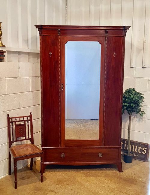 Antique Edwardian Mahogany Single Wardrobe C1900