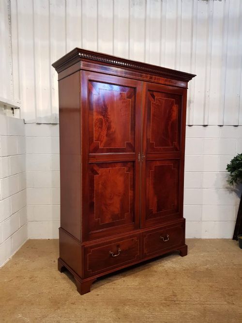 fig 1. ANTIQUE LATE VICTORIAN MAHOGANY DOUBLE WARDROBE C1890