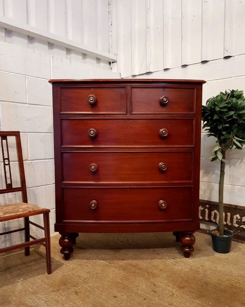 Antique Victorian Mahogany Bow Front Chest of Drawers C1880