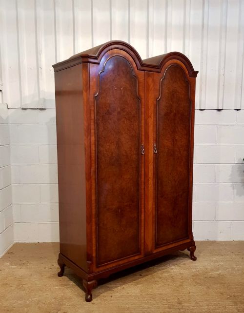 fig 1. ANTIQUE BURR WALNUT DOUBLE WARDROBE BY WARING & GILLOWS C1920