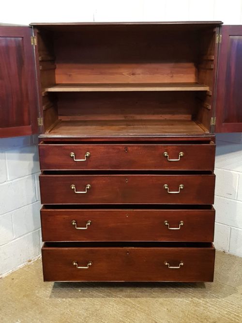 fig 1. ANTIQUE 18TH CENTURY MAHOGANY TALLBOY CHEST OF DRAWERS C1780