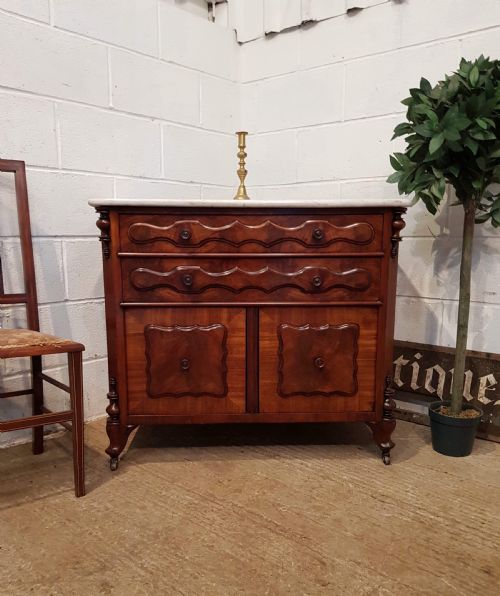 Antique 19th Century Biedermeier Mahogany Marble Topped Washstand C1880