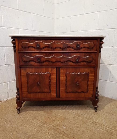 fig 1. ANTIQUE 19TH CENTURY BIEDERMEIER MAHOGANY MARBLE TOPPED WASHSTAND C1880