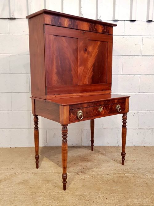 fig 1. ANTIQUE EARLY 19TH CENTURY MAHOGANY SECRETAIRE CABINET with secret compartment C1840