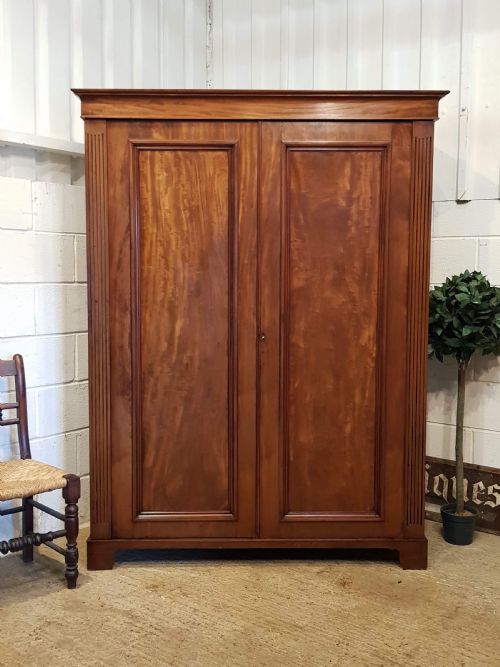 Antique William 1v Mahogany Double Wardrobe C1830