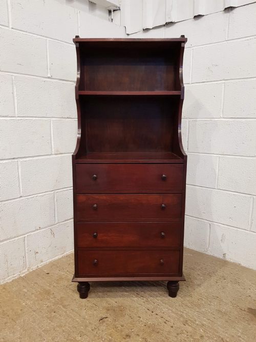 Antique Edwardian Mahogany Open Waterfall Bookcase on Chest of Drawers  C1900