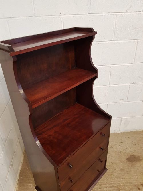 fig 1. ANTIQUE EDWARDIAN MAHOGANY OPEN WATERFALL BOOKCASE ON CHEST OF DRAWERS C1900