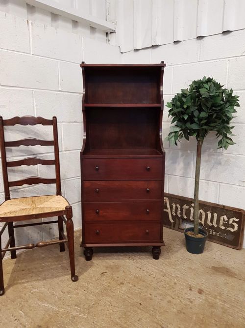 fig 2. ANTIQUE EDWARDIAN MAHOGANY OPEN WATERFALL BOOKCASE ON CHEST OF DRAWERS C1900