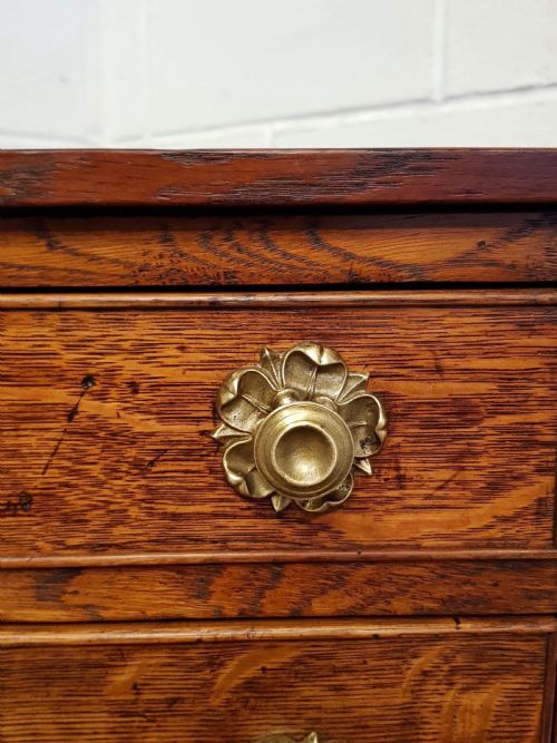 fig 1. ANTIQUE REGENCY TALL NARROW OAK CHEST OF DRAWERS C1820