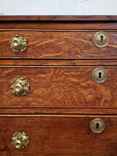 fig 2. ANTIQUE REGENCY TALL NARROW OAK CHEST OF DRAWERS C1820