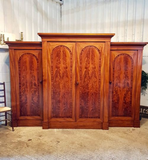 Antique Victorian Mahogany Four Door Breakfront Wardrobe Compactum C1880