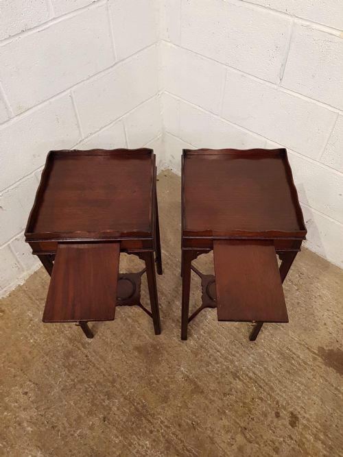 fig 2. ANTIQUE PAIR EDWARDIAN CHIPPENDALE CUBAN MAHOGANY NIGHT STANDS C1900
