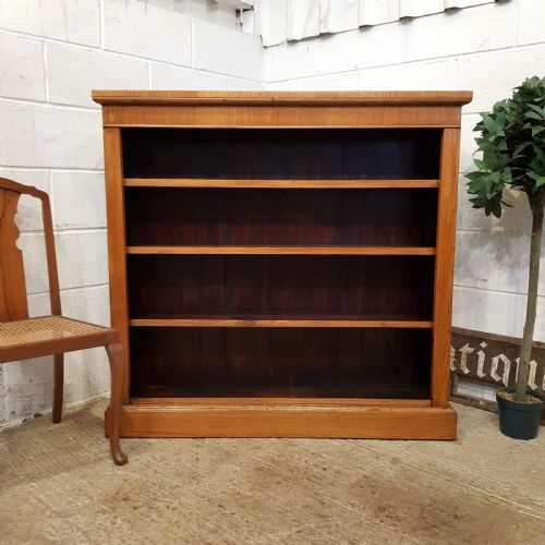 Antique Late Victorian Golden Oak Open Bookcase C1890