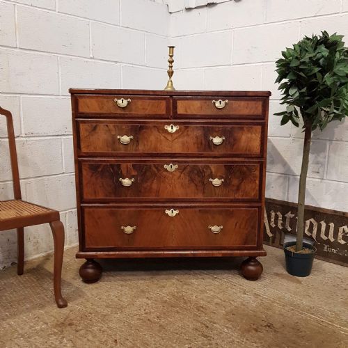 Antique Late 18th Century Period Burr Walnut Chest of Drawers C1780