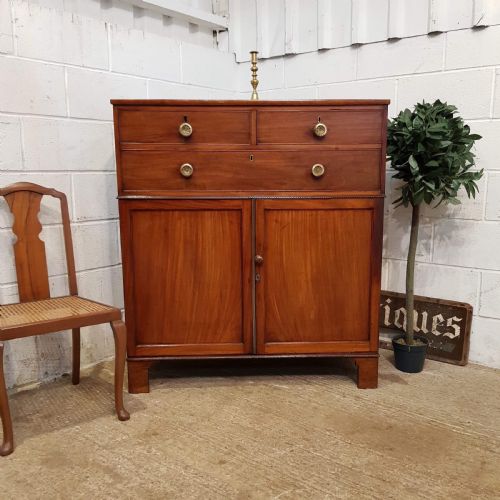 Antique Regency Mahogany Low Clothes Press C1820