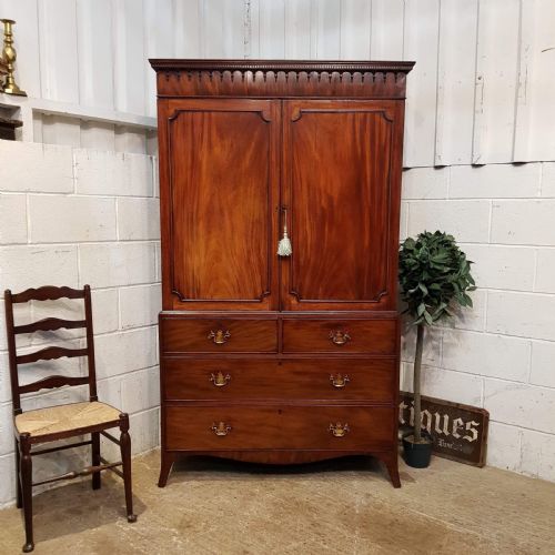Antique Regency Mahogany Clothes Press C1820