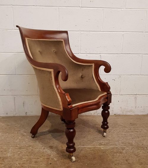 Antique William 1v Mahogany Tub Library Chair C1830