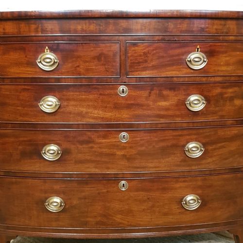fig 2. ANTIQUE REGENCY MAHOGANY BOW FRONT CHEST OF DRAWERS C1820