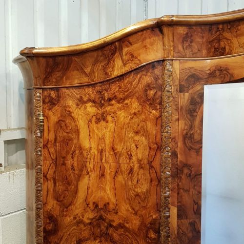 fig 2. ANTIQUE LARGE FRENCH BURR WALNUT BOMBE ARMOIRE C1900