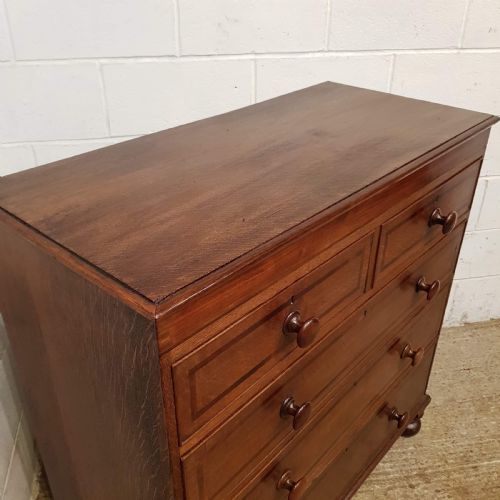 fig 1. ANTIQUE EARLY VICTORIAN OAK AND MAHOGANY CHEST OF DRAWERS C1840