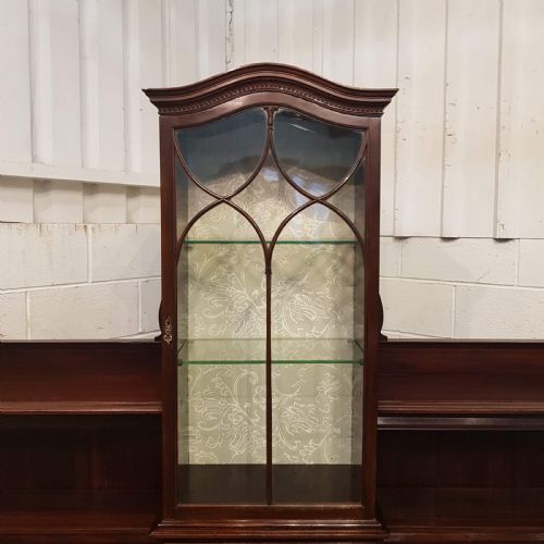 fig 2. ANTIQUE ART NOUVEAU MAHOGANY ASTRAGAL GLAZED CABINET WITH OPEN BOOKCASE C1890