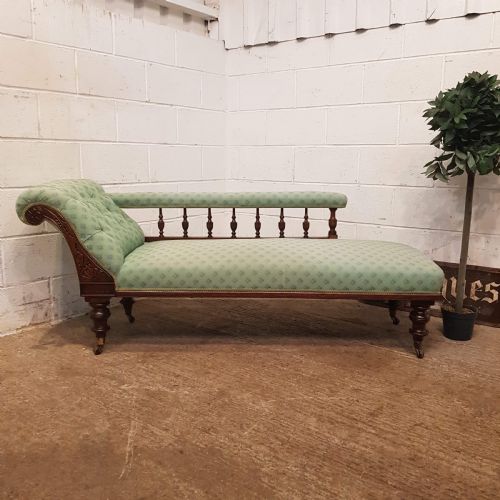 Antique Art Nouveau Mahogany Chaise Longue C1890
