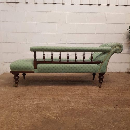 fig 1. ANTIQUE ART NOUVEAU MAHOGANY CHAISE LONGUE C1890