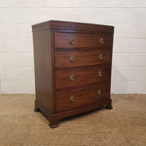 fig 1. ANTIQUE EDWARDIAN MAHOGANY CHIPPENDALE BOW FRONT CHEST OF DRAWERS C1900